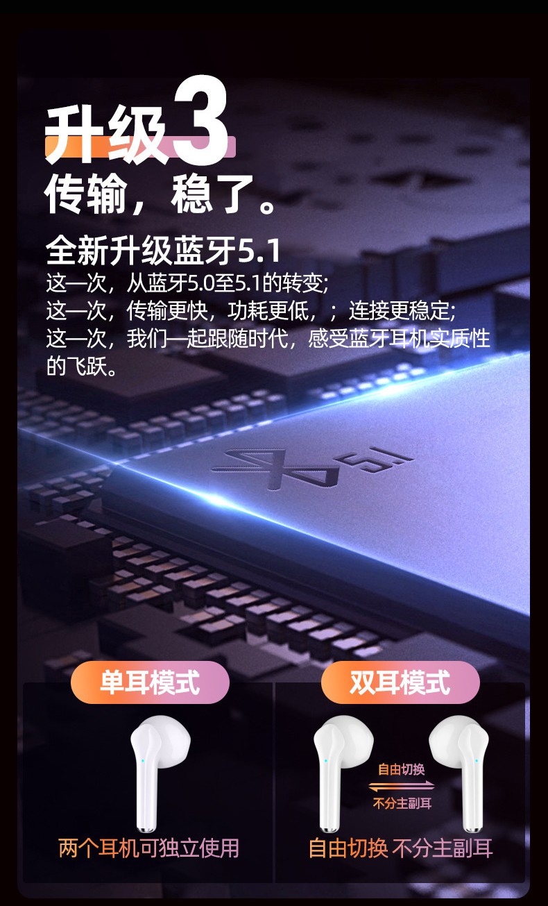 纽曼newminetwsx5真无线蓝牙耳机半入式音乐耳机苹果安卓华为小米手机